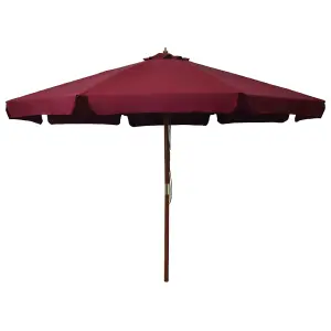 Berkfield Outdoor Parasol with Wooden Pole 330 cm Burgundy