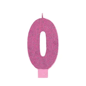 Amscan Number 0 Glitter Birthday Candle Pink (One Size)