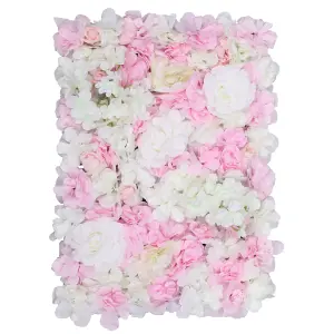 Artificial Flower Wall Backdrop Panel, 60cm x 40cm, White & Dusty Rose