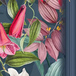 Fresco Tropical Paradise Panelled Charcoal Wallpaper