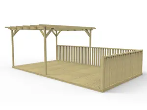 Rectangular pergola and decking kit with balustrade V.7, 2.4m x 3.6m