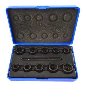 11pc 3/8" Twist Socket Nut Style Bolt Twist Socket Wheel Lock Nut Remover