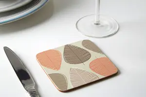 Maison by Premier Set Of Four Orange Leaf Coasters