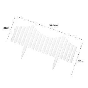 KCT 8 Pack -  Interlocking Flexible White Picket Fence Garden Borders - 64 Pieces Total