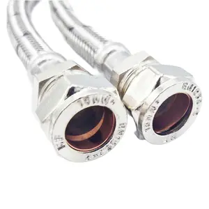 Pair Of Flexible Hose Pipe Connectors Tails 1/2" x 15mm Compression 300mm WRAS