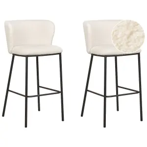 Set of 2 Bar Chairs MINA Boucle White