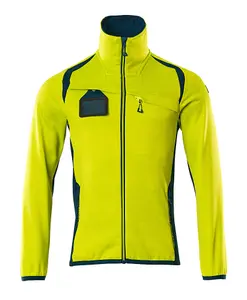 Mascot Accelerate Safe Microfleece Jacket with Half Zip (Hi-Vis Yellow/Dark Petroleum)  (XX Large)