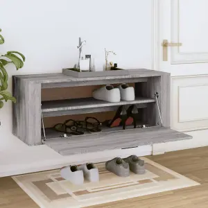 Berkfield Wall Shoe Cabinet Grey Sonoma 100x35x38 cm Engineered Wood