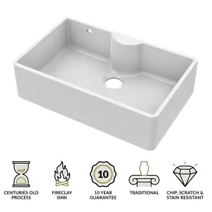 795mm - Single Bowl Butler Kitchen Sink - with Tap Ledge,  Overflow