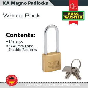 Solid Brass Body 40mm Long Shackle Keyed alike Padlock Long Shackle (5 in a box)