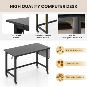 COSTWAY Mobile Computer Desk 120cm Home Office Desk w/ Lockable Wheels