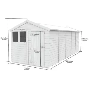 DIY Sheds 8x20 Apex Shed - Double Door With Windows