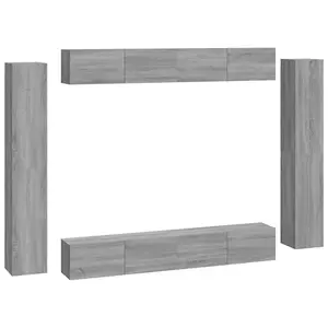 Berkfield 8 Piece TV Cabinet Set Grey Sonoma Engineered Wood