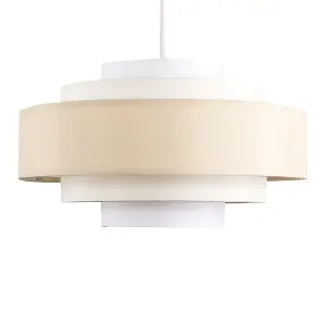 ValueLights Hampshire Cream Ceiling Pendant Shade and B22 GLS LED 10W Warm White 3000K Bulb