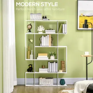 HOMCOM 5-Tier Bookshelf Freestanding Decorative Storage Shelves for Home White