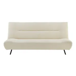 Cirrus 2 Seater Sofa Bed Click Clack Boucle Fluffy Cream Day Bed