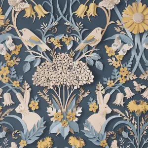 Dimensions Woodland Wallpaper Navy Fine Decor FD42950