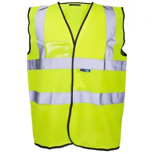 Hi-Vis VEST ID POCKET YELLOW 2B-2B BLACK EDGING - 3XL