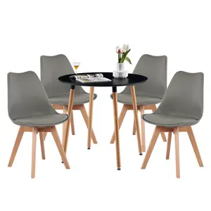 Dex 4 - Person Dining Set Black / Dark Grey