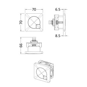 Square Rimless Back to Wall Toilet Pan with Soft Close Seat & Concealed Cistern Gun Metal Plate Button