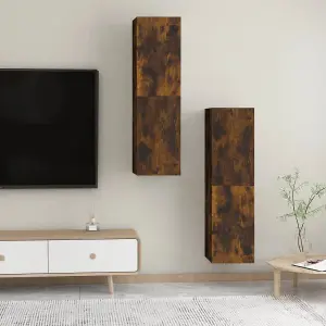 Berkfield Wall-mounted TV Cabinets 2 pcs Smoked Oak 30.5x30x110 cm