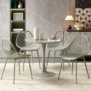 Kingsley Round Metal Base Dining Table Grey / 73cm H x 80cm W x 80cm D