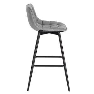 Upholstered Counter Stool with Metal Frame (Set of 2) Grey