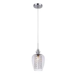 Luminosa Hanging Pendant Chrome 1 Light  with Glass Shade, E14