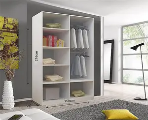 Stylish Bedroom Sliding Wardrobe - Storage Space & Sleek Design comes in Width 100cm/120cm/150cm/180cm/203cm/250cm (White, 150cm)