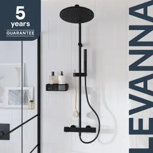 GoodHome Levanna Matt Black Thermostatic Mixer Multi head shower