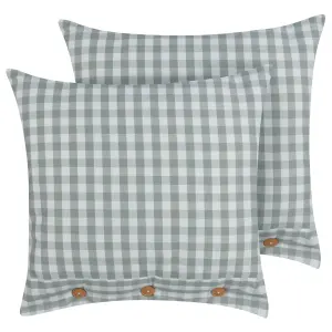 Set of 2 Cushions TALYA 45 x 45 cm Checked Mint Green