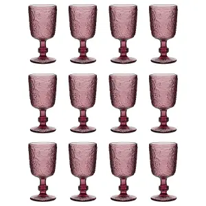 Set of 12 Luxury Bright Pink Drinking Wine Glass Wine Goblets 300ml