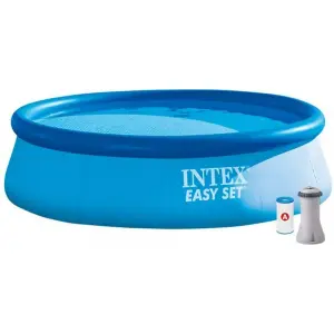 Intex Easy Set 15ft Inflatable Paddling Pool Blue With Filter Pump