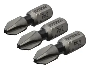 Faithfull - Phillips Impact Screwdriver Bits PH2 x 25mm (Pack 3)