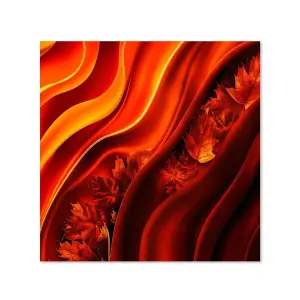 Toughened 6mm Glass Kitchen Splashback 60 x 60cm Lava Leaf - Polished Edge Heat Resistant Back Splash for Cookers Hob