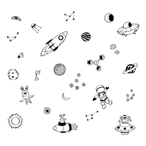 Space Doodles Wall Sticker Pack (Black)