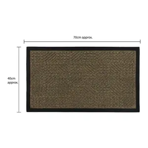 JVL Firth Tile Rubber Door Mat, 40x70cm, Beige