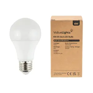 ValueLights Pack of 3 High Power 6w LED ES E27 SMD GLS Energy Saving Long Life Bulbs 3000K Warm White