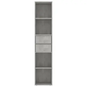 Berkfield Book Cabinet Concrete Grey 36x30x171 cm Engineered Wood