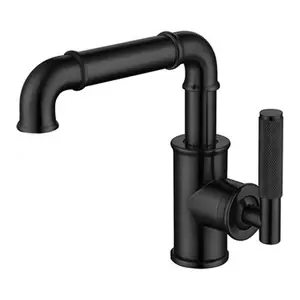 Industrial Style Deck Mounted Black Sink Tap Lever Type