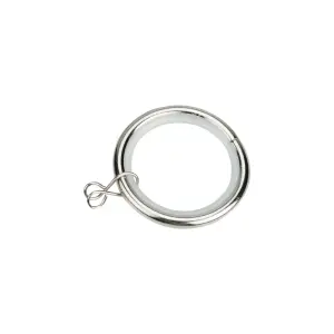 GoodHome Olympe Chrome effect Grey Curtain ring, Pack of 10