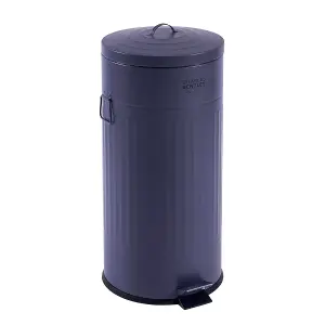 30L Retro Steel Waste Rubbish Kitchen Pedal Bin Dark Blue