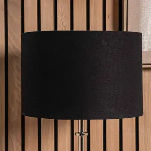 45cm Black Linen Drum Table Lampshade Self Lined Cylinder Floor Lamp Shade