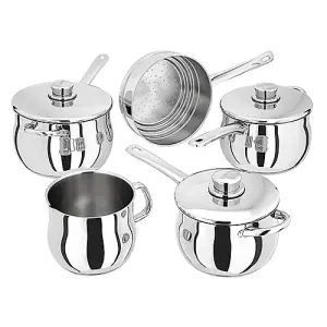 Stellar S1F5B 1000 Deep Saucepan Set, Stainless Steel