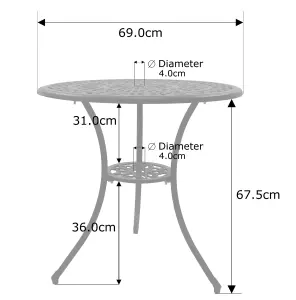 Homeology POSITANO Grey Garden and Patio Cast Aluminium Bistro Table