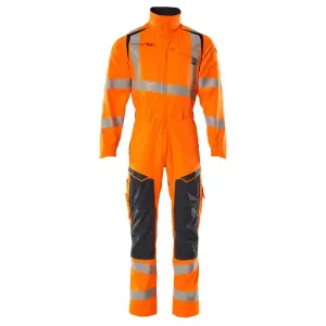 Mascot Accelerate Safe Boilersuit with Kneepad Pockets (Hi-Vis Orange/Dark Navy)  (Small)