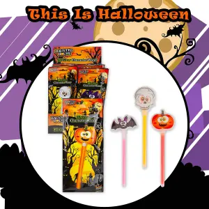 Halloween Glow Stick Wand Pumpkin-Skull-Bat, 1 Piece Mystery Bag 17cm MultiColour