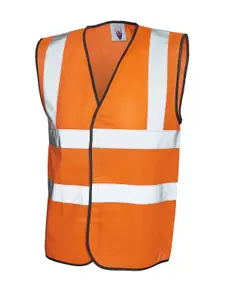 Uneek - Unisex Sleeveless Safety Waist Coat - 100% Polyester - Orange - Size 4XL