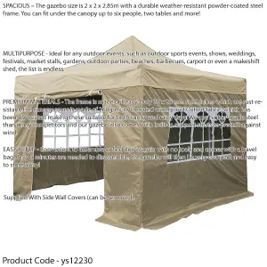 Durable 2x2m Beige Pop-Up Gazebo with Side Walls for Outdoor Events