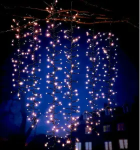 Cascading LED Meteor Fairy Lights - 480 Warm White Hanging Indoor or Outdoor Lighting in 60cm, 80cm and 100cm Drops